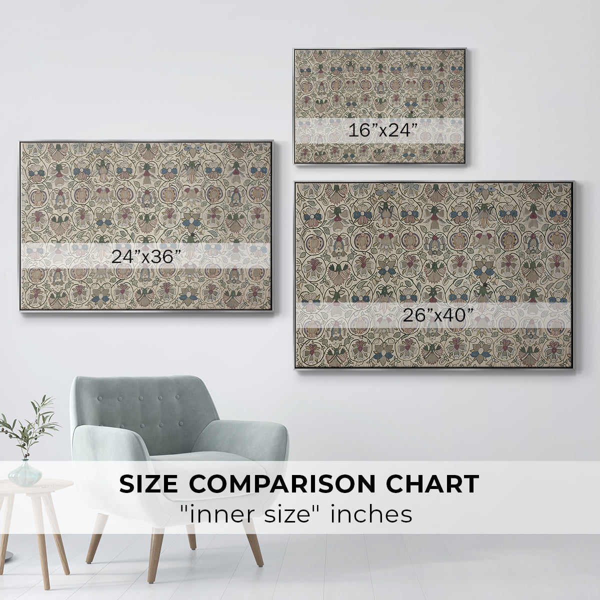 Long Cushion Cover (Printed Textile), c. 1600 - Floater Framed Canvas Print