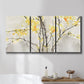 Three-panel canvas wall art featuring soft floral abstract harmony, displayed in a bathroom above a bathtub.