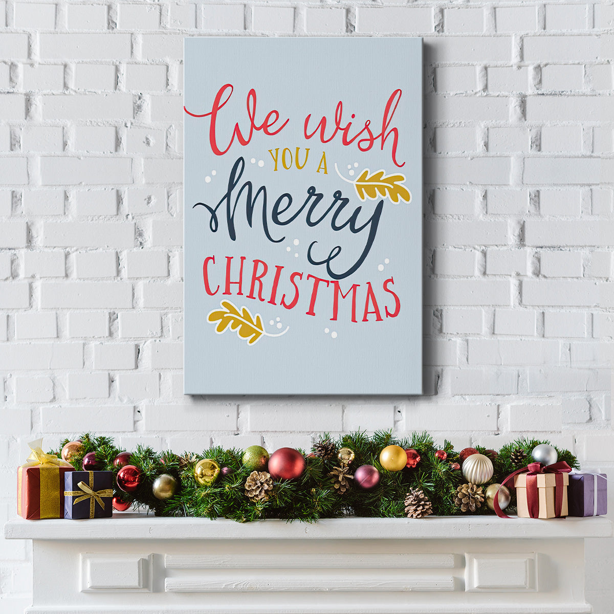 We Wish You  - Light Blue - Gallery Wrapped Canvas