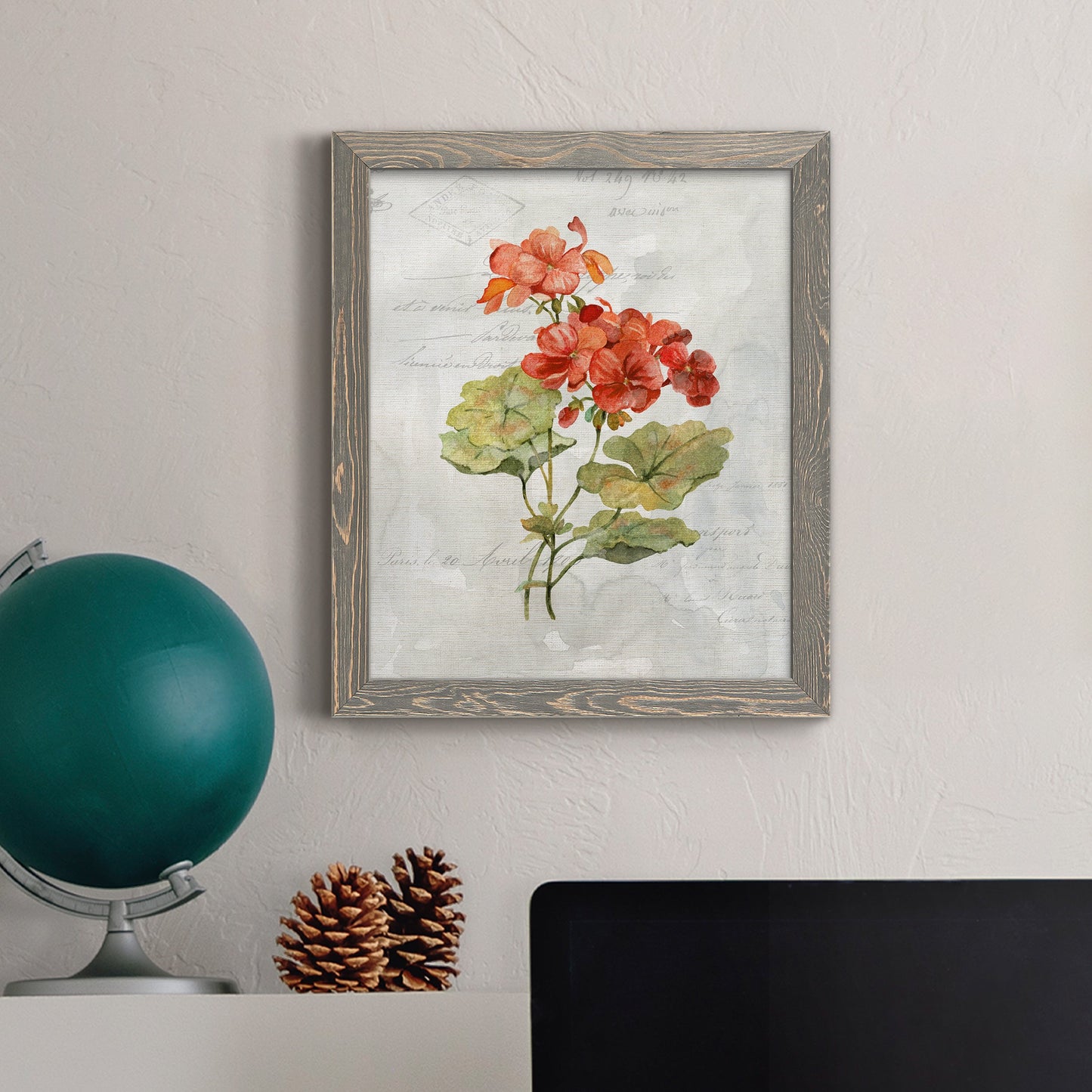 Linen Geranium - Premium Canvas Framed in Barnwood - Ready to Hang