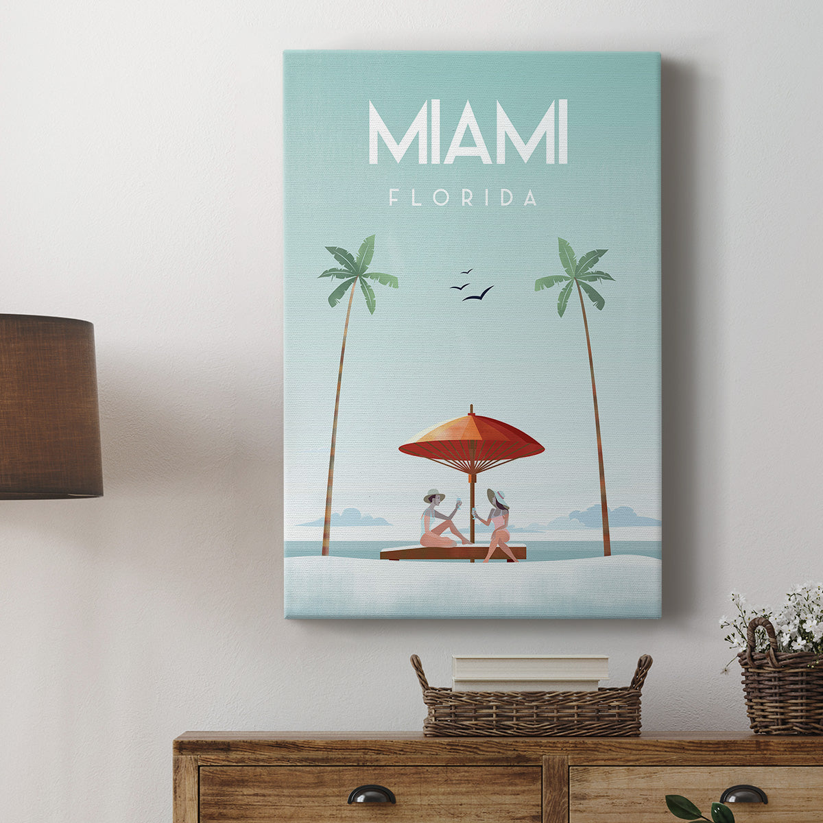 Illustrated Miami Beach II Premium Gallery Wrapped Canvas - Ready to Hang