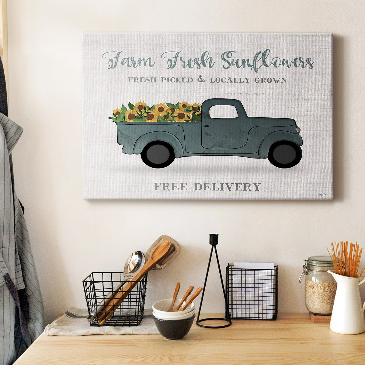 Farmers Market Truck Premium Gallery Wrapped Canvas - Ready to Hang