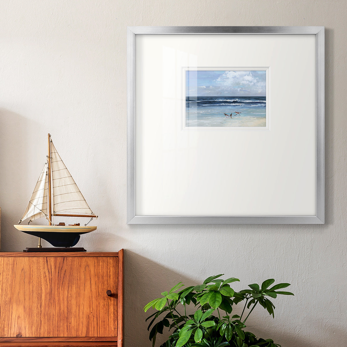 Beach Trio Premium Framed Print Double Matboard