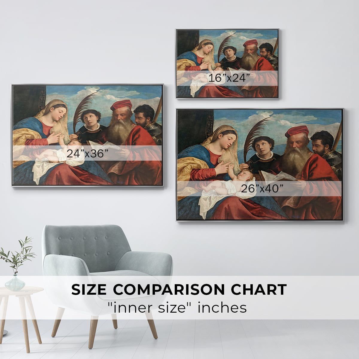 Mary and Child with Saints Stephen, Jerome and Maurice, c. 1510 - Floater Framed Canvas Print