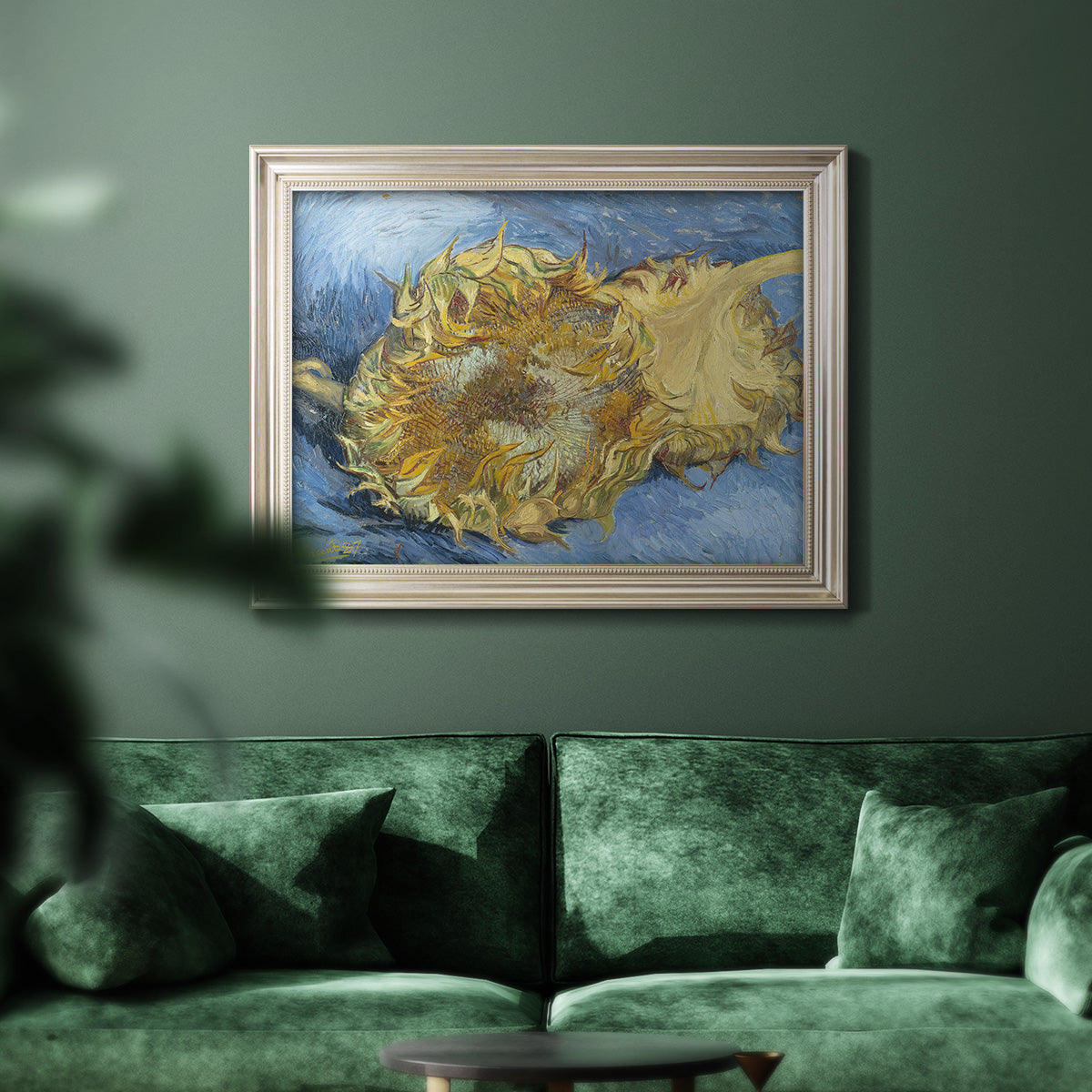 Two Cut Sunflowers - Ornate Framed Canvas Print