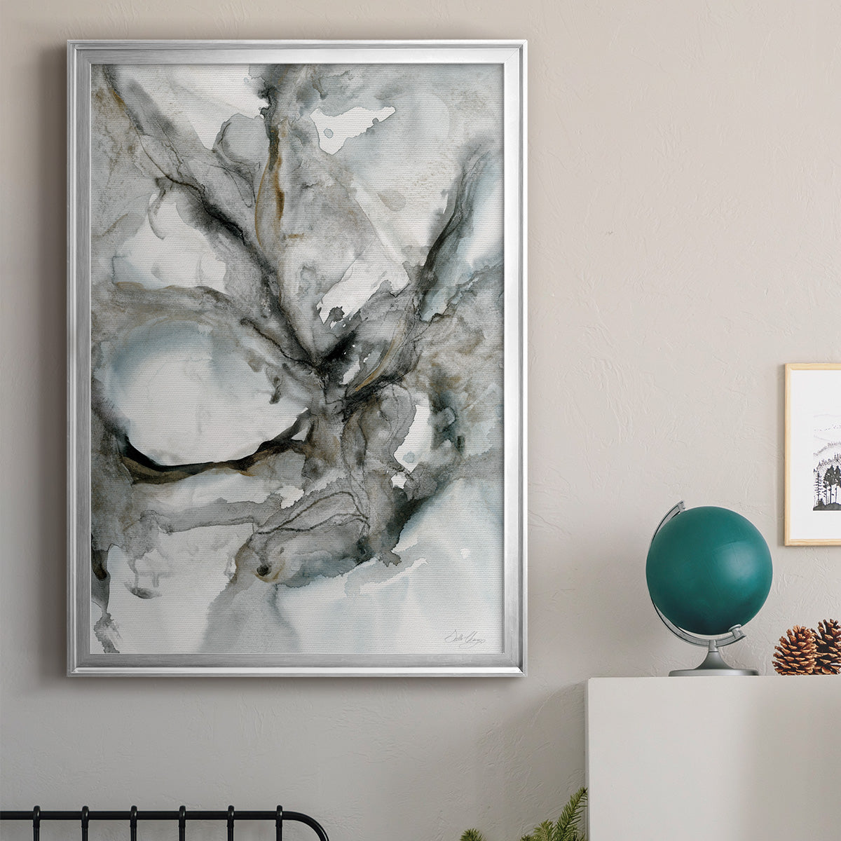 Marble Harmony - Modern Framed Canvas Print