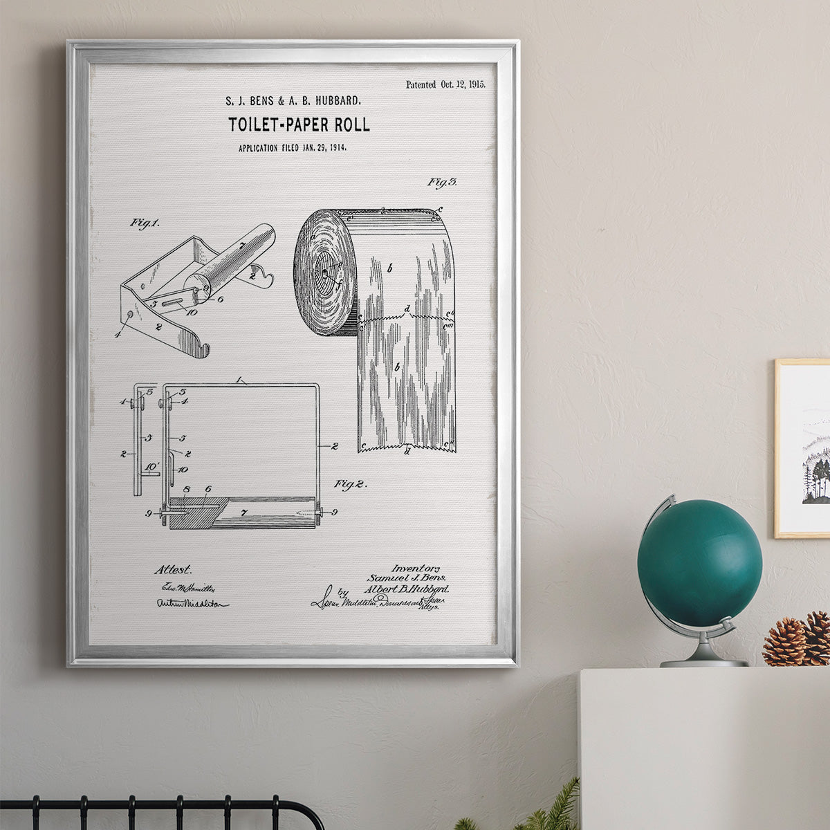 Toilet Paper Patent I - Modern Framed Canvas Print