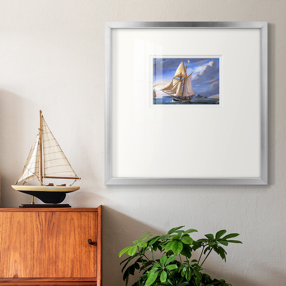 Sail Boat Clouds Premium Framed Print Double Matboard