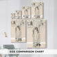 Size comparison chart for canvas art prints, showing multiple size options.