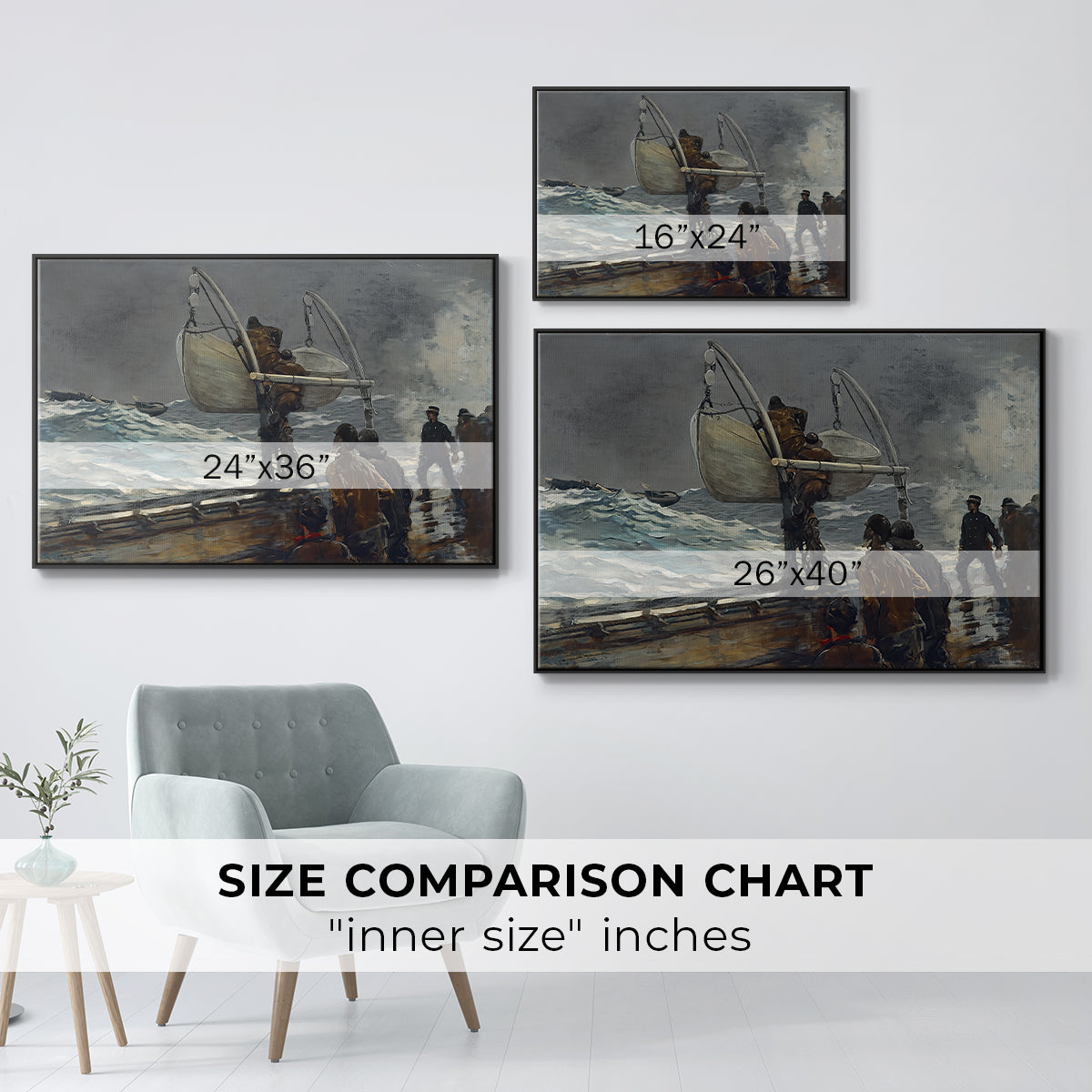 The Signal of Distress, c. 1896 - Floater Framed Canvas Print