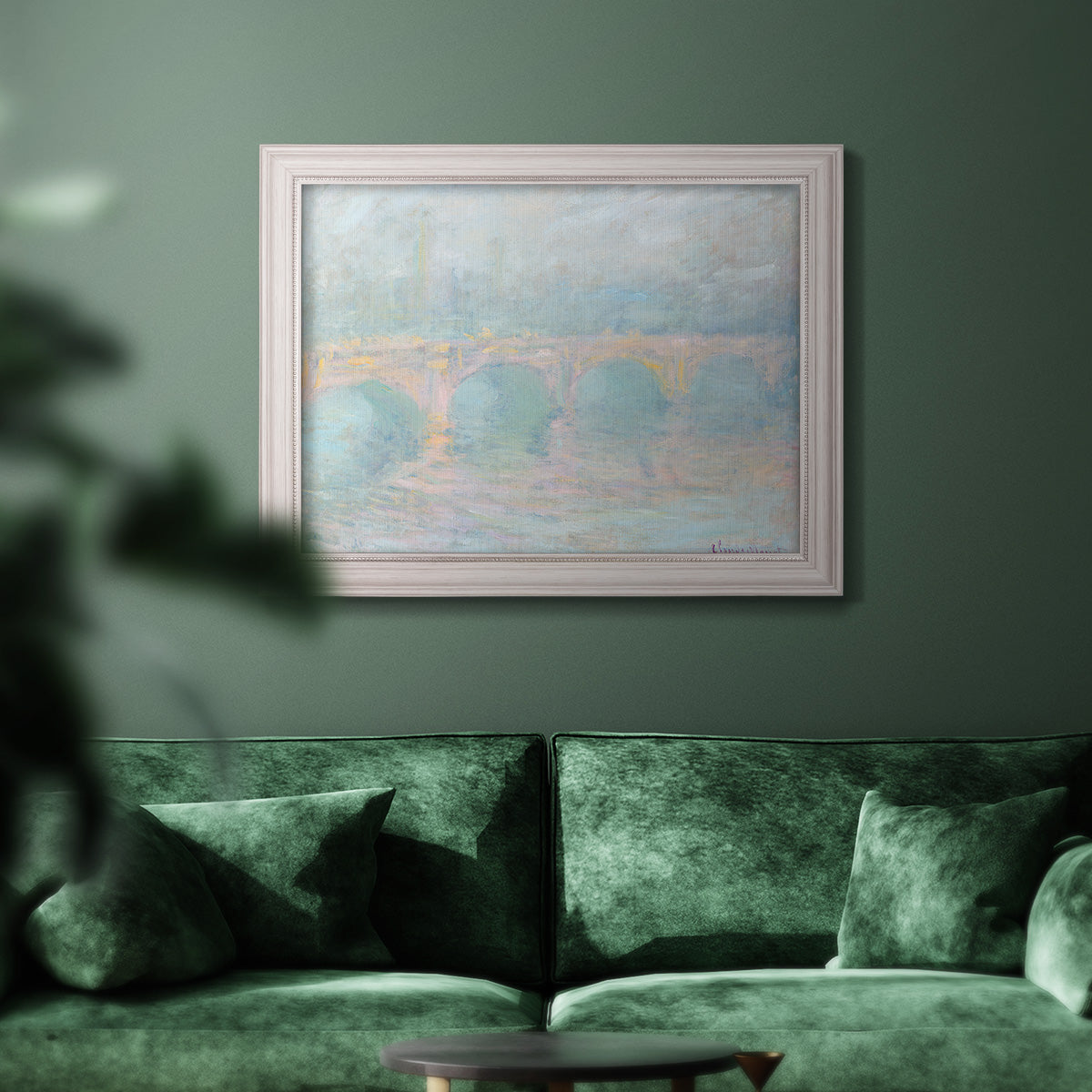 Waterloo Bridge At Sunset Pink Effect - Ornate Framed Canvas Print