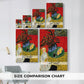 Size comparison chart for canvas art prints, showing multiple size options.