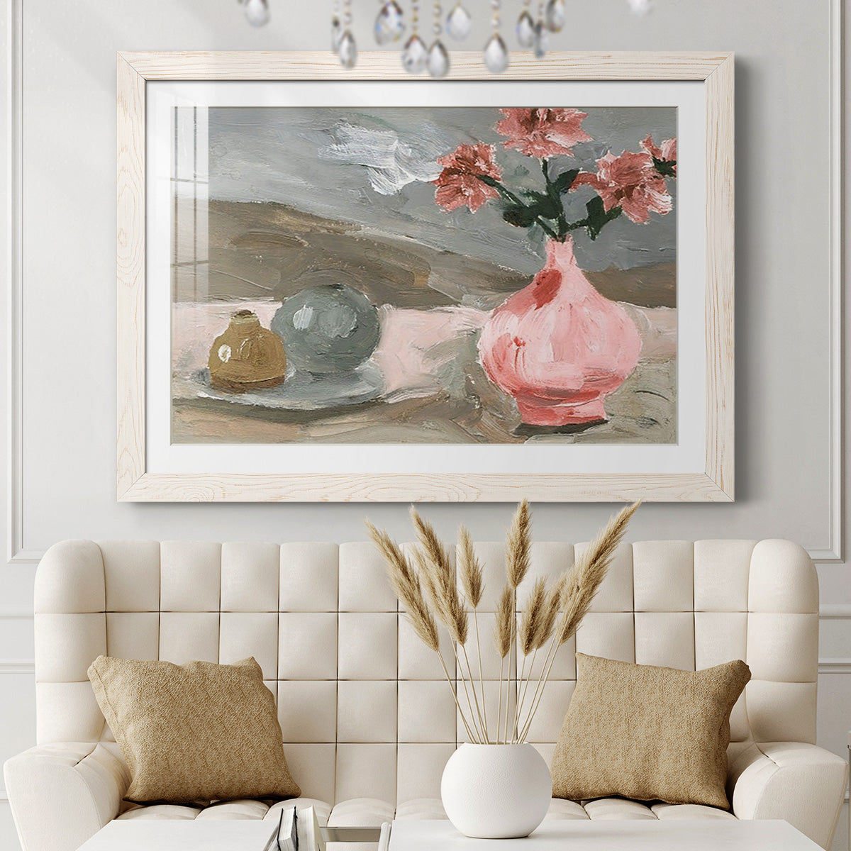 Vase of Pink Flowers VI - Barnwood Framed Art Print