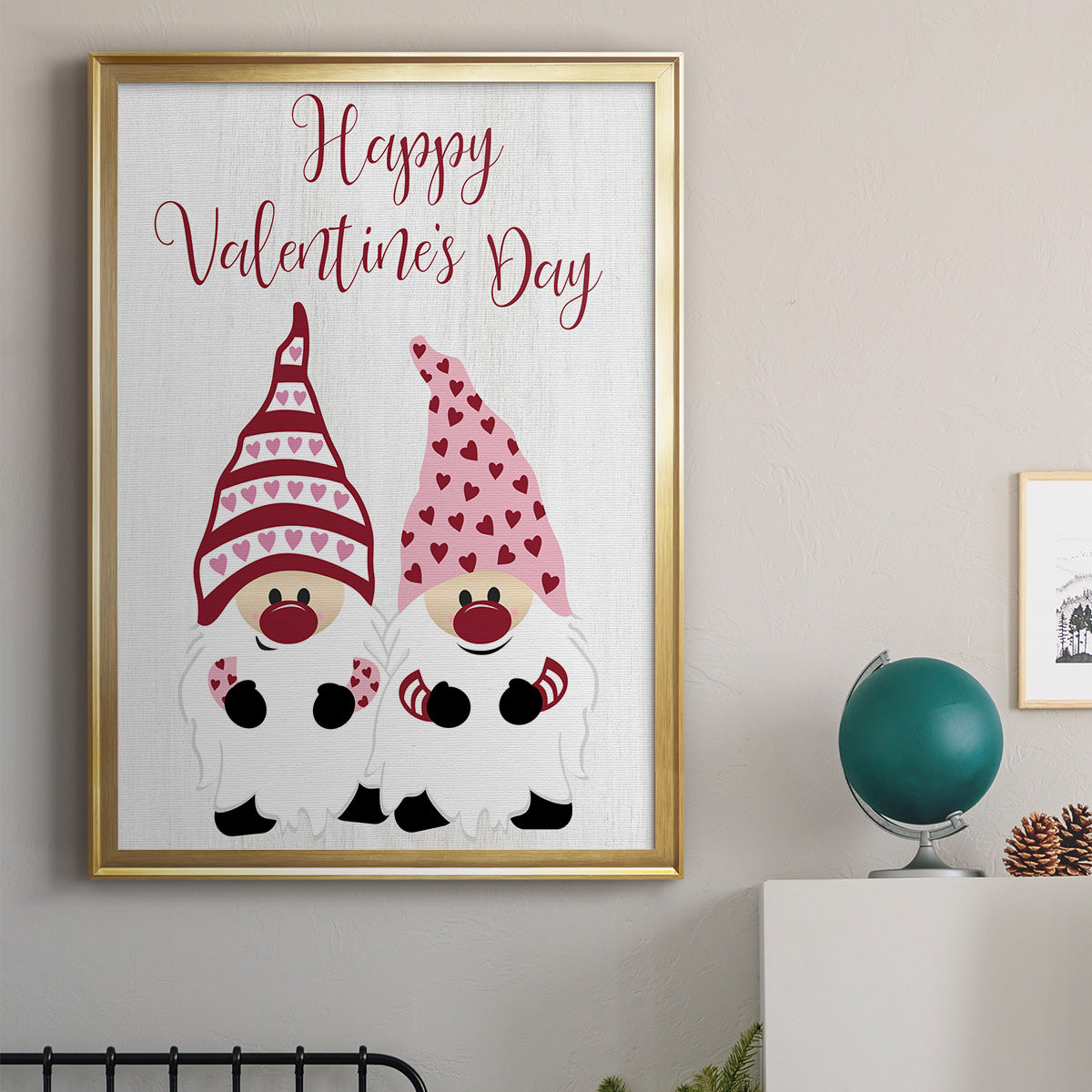 Valentines Gnomes - Modern Framed Canvas Print