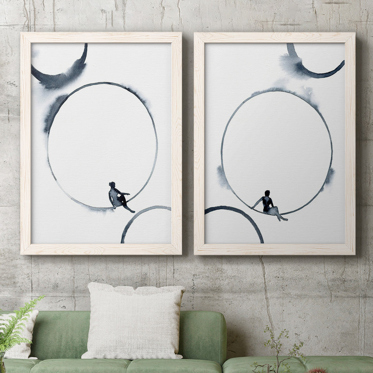 Woman in the Moon I - Premium Framed Canvas 2 Piece Set - Ready to Hang