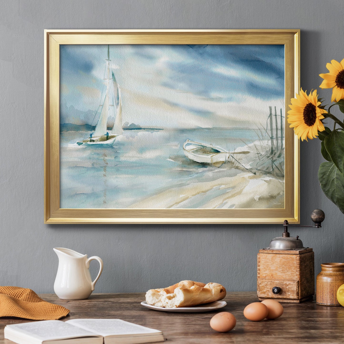 Subtle Sail - Modern Framed Canvas Print