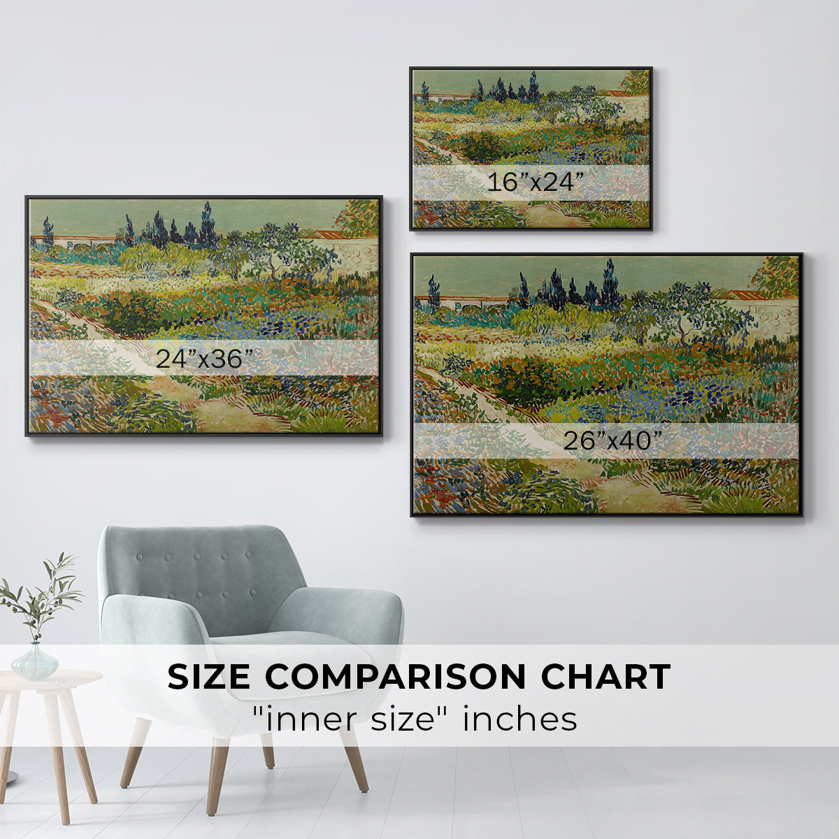 Garden at Arles, 1888 - Floater Framed Canvas Print