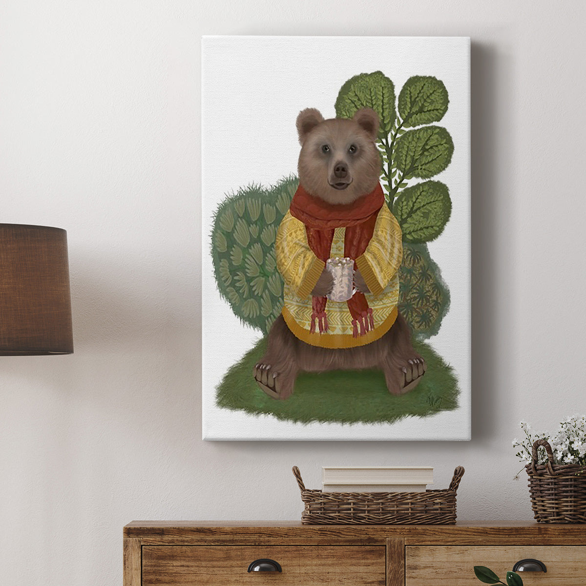 Hot Chocolate Bear - Canvas Art Print