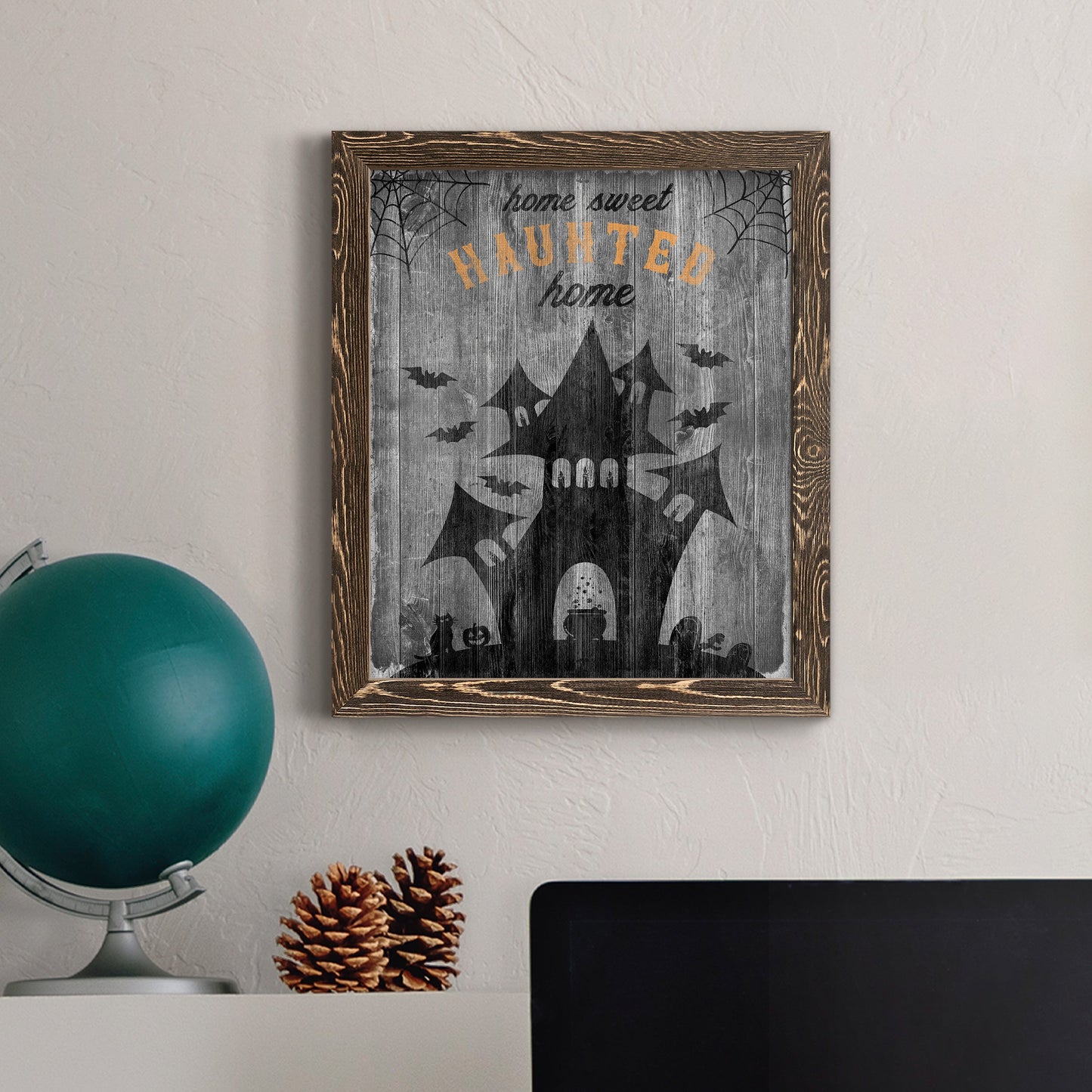 Haunted House - Premium Canvas Framed in Barnwood - Ready to Hang