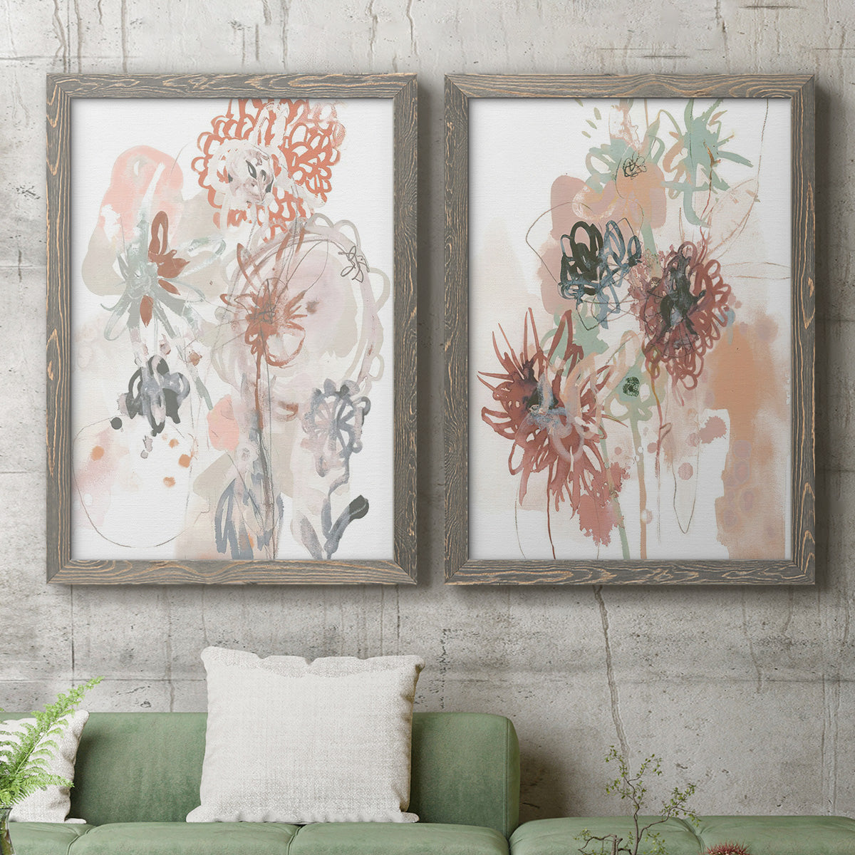 Petal Drift III - Premium Framed Canvas 2 Piece Set - Ready to Hang