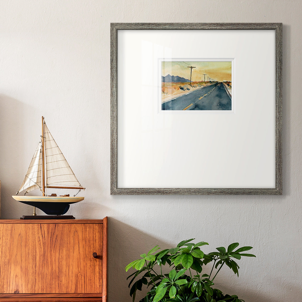 Deserted Highway II Premium Framed Print Double Matboard