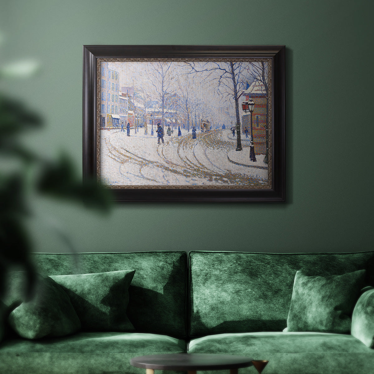 Snow, Boulevard de Clichy, Paris - Ornate Framed Canvas Print