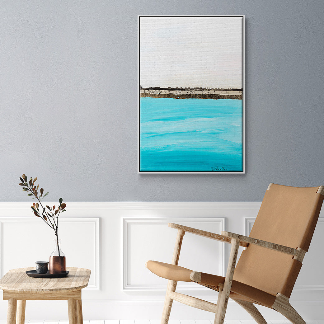 Harmony in Turquiose - Framed Premium Gallery Wrapped Canvas L Frame - Ready to Hang