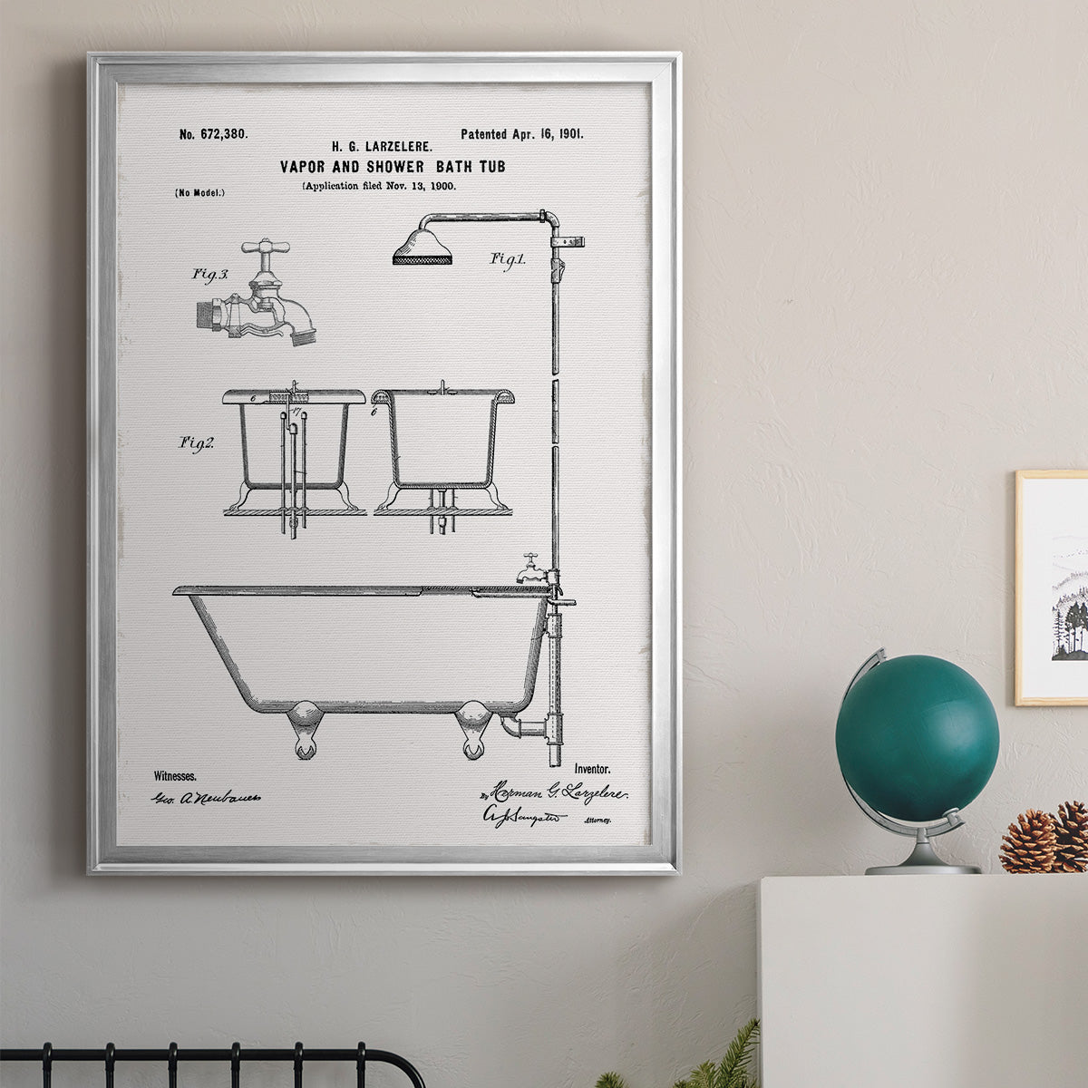 Vintage Bath II - Modern Framed Canvas Print