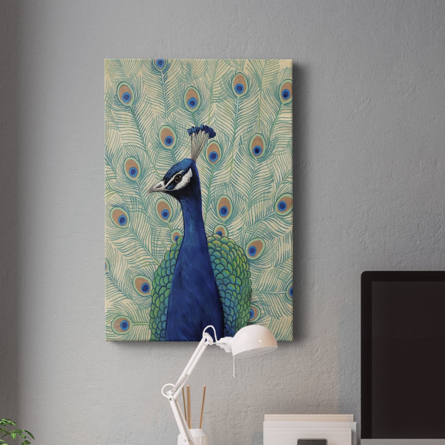 Blue Peacock II Premium Gallery Wrapped Canvas - Ready to Hang