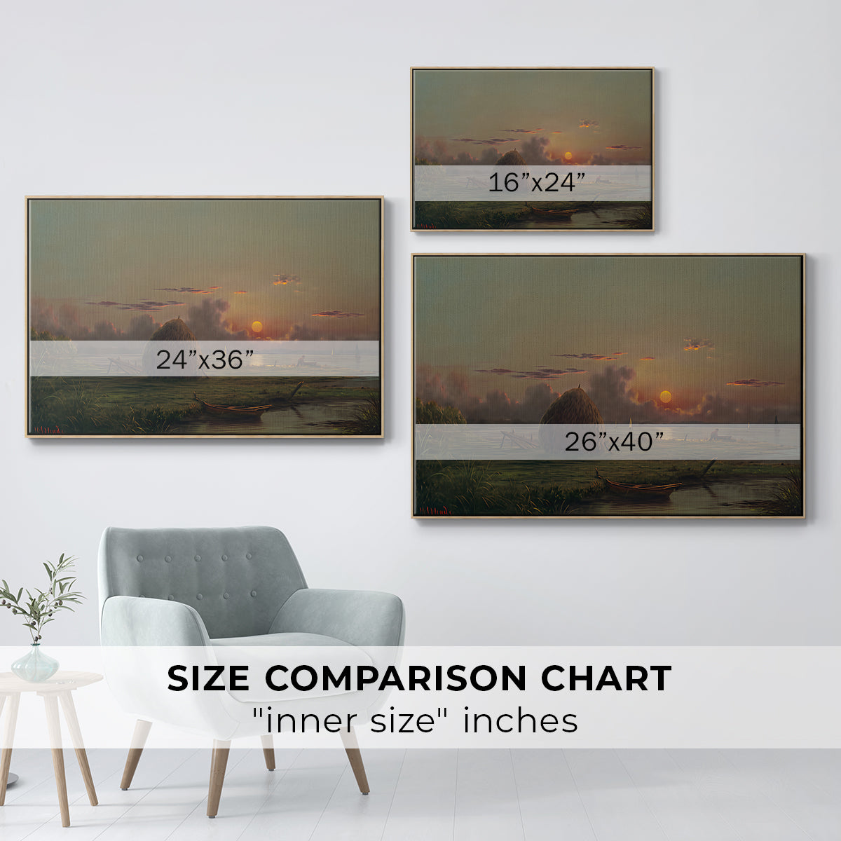 Haystack at Sunset, 1880 - Floater Framed Canvas Print