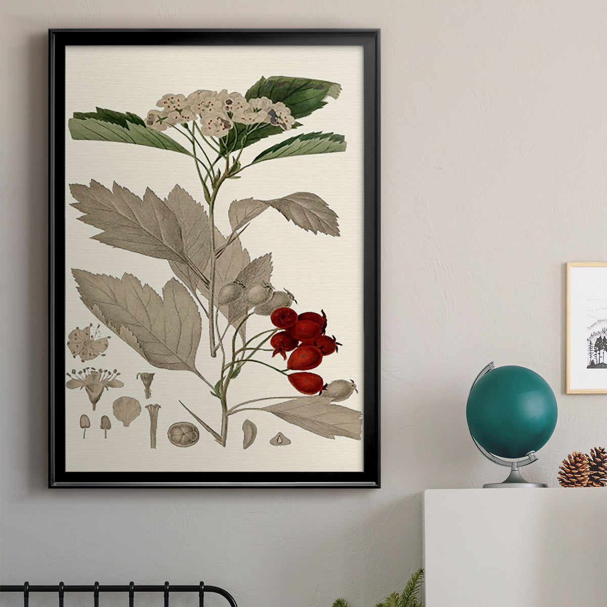 Leaves & Berries I - Modern Framed Canvas Print