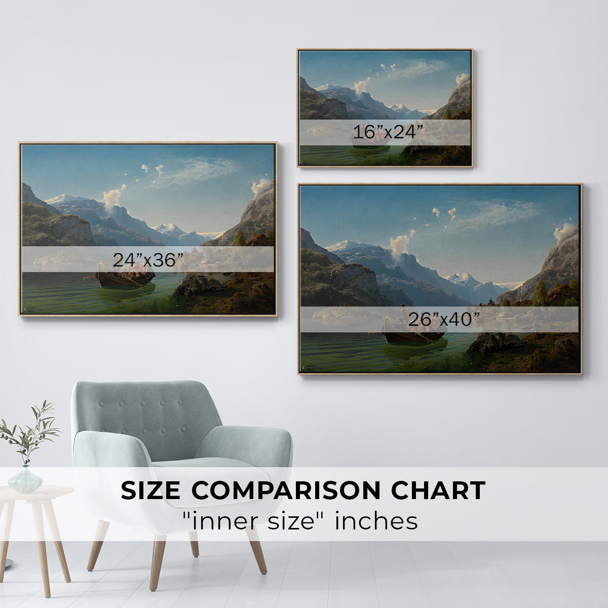 Bridal Procession on the Hardangerfjord, 1848 - Floater Framed Canvas Print