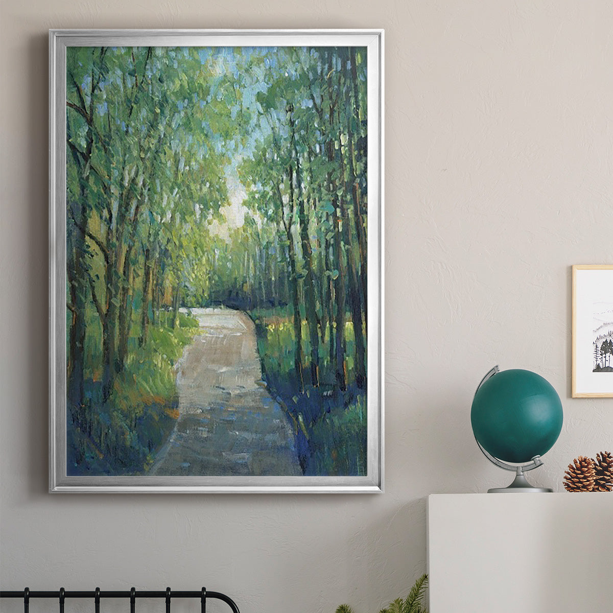 Golden Light Pathways I - Modern Framed Canvas Print