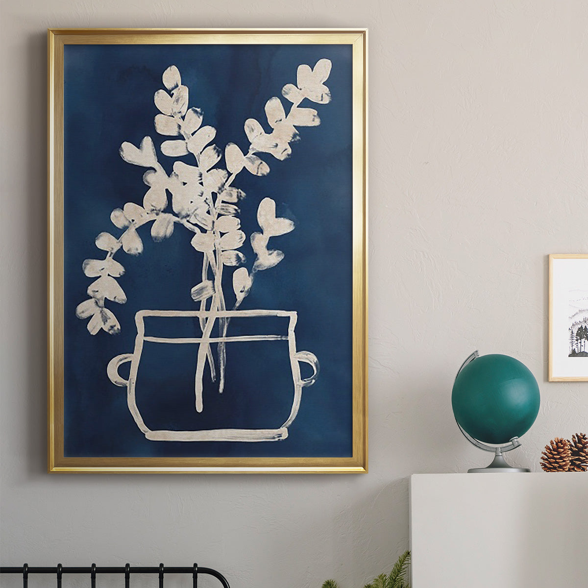 Vessel on Indigo I - Modern Framed Canvas Print