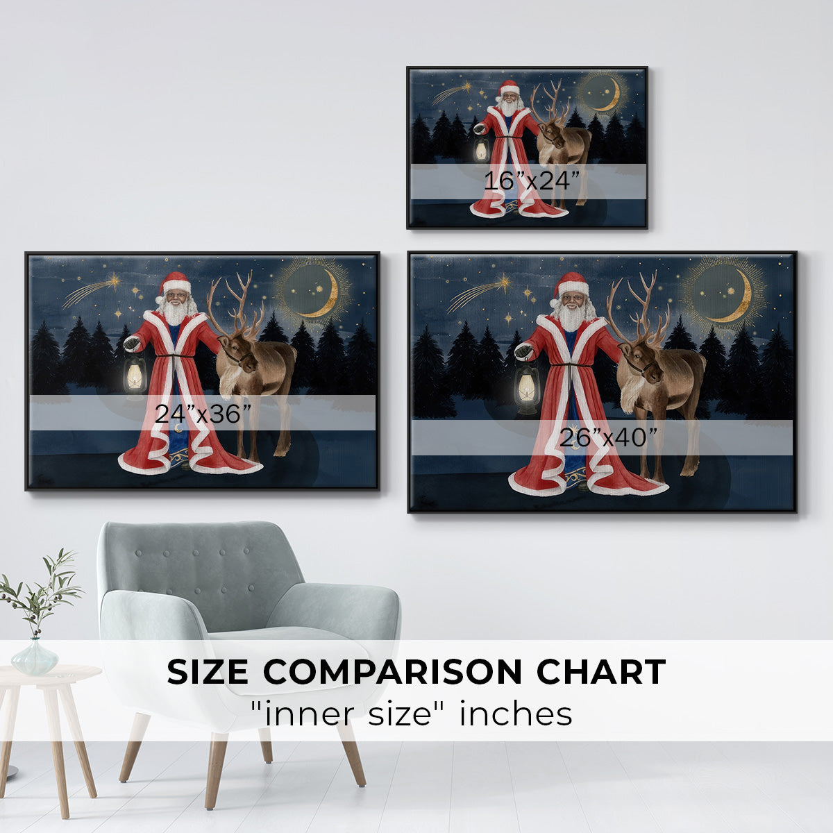 Celestial Christmas Collection A - Framed Gallery Wrapped Canvas in Floating Frame