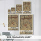 Size comparison chart for canvas art prints, showing multiple size options.