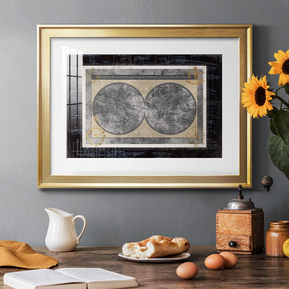 Night World Blueprint Premium Framed Print - Ready to Hang