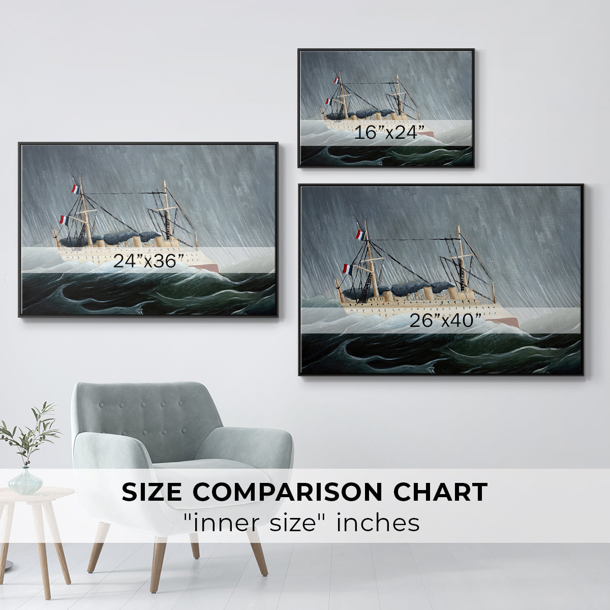 A Ship in the Storm, c. 1899 - Floater Framed Canvas Print