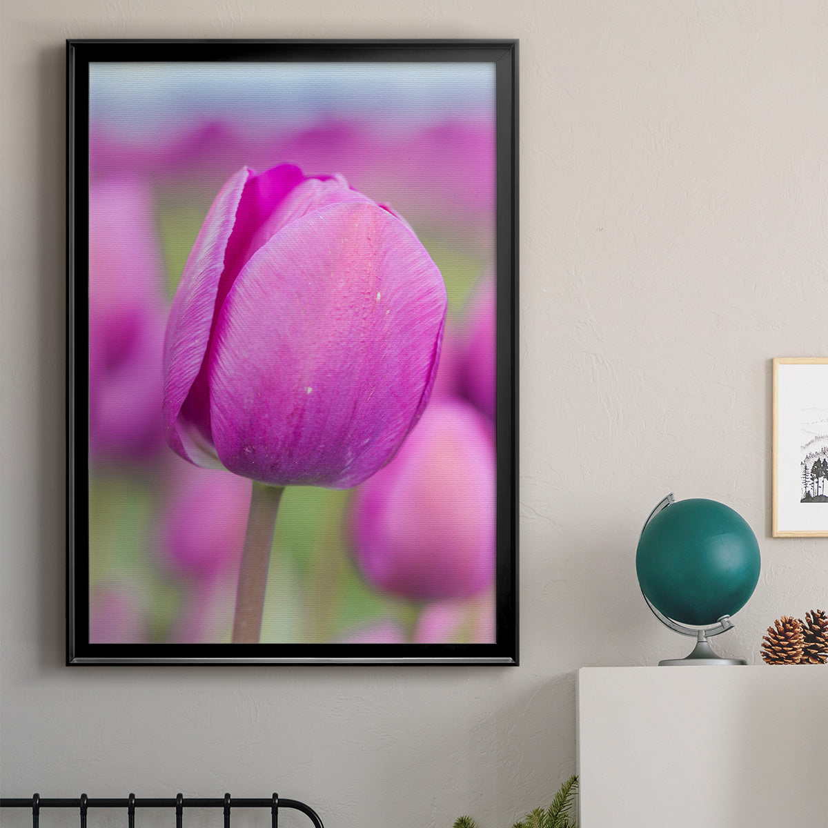 Magenta Stem - Modern Framed Canvas Print