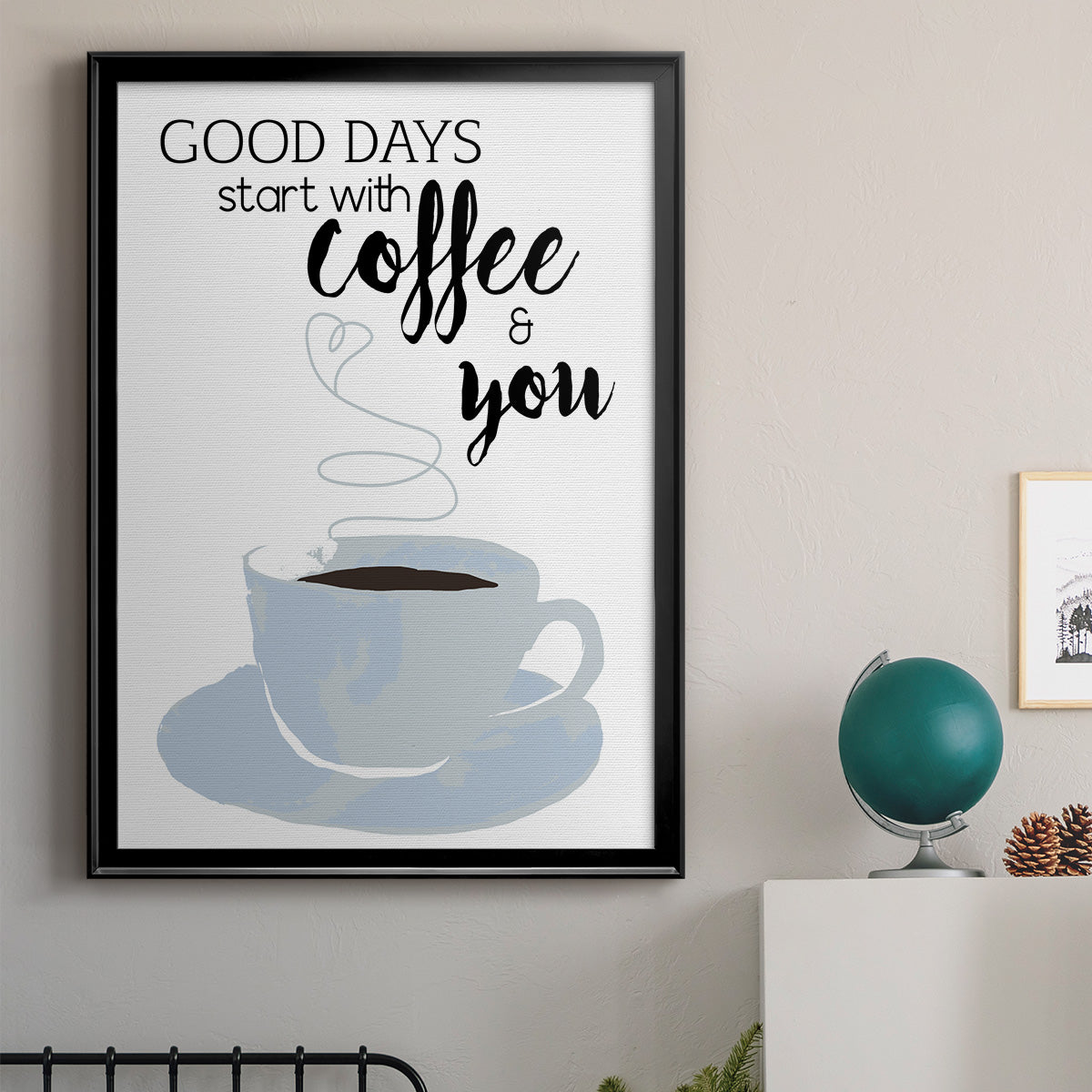 Start With Coffee & You - Modern Framed Canvas Print