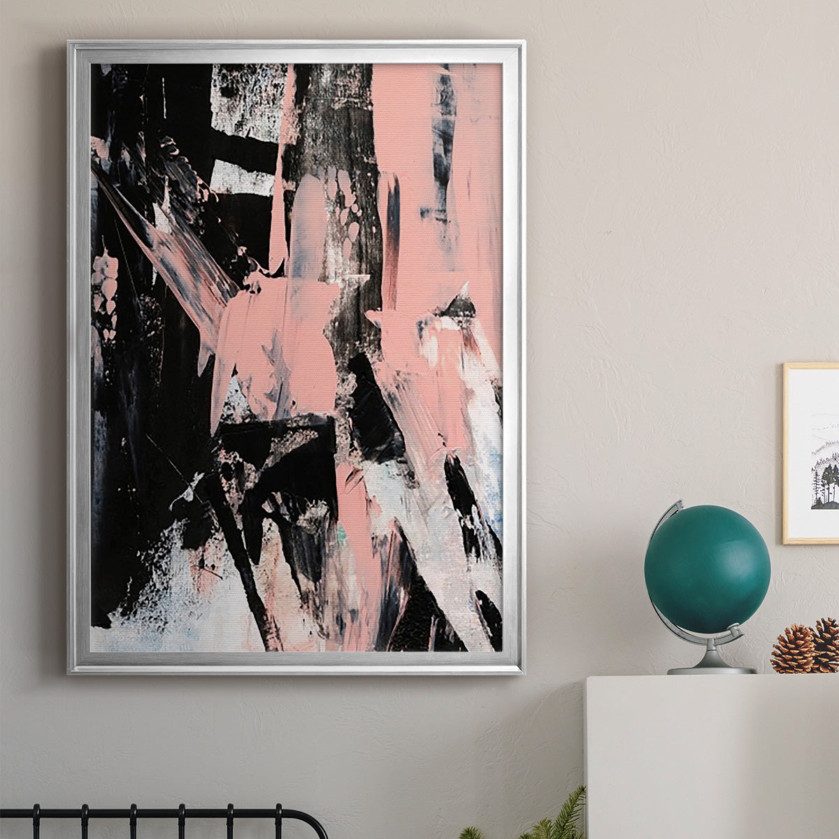 Black & Blush II - Modern Framed Canvas Print