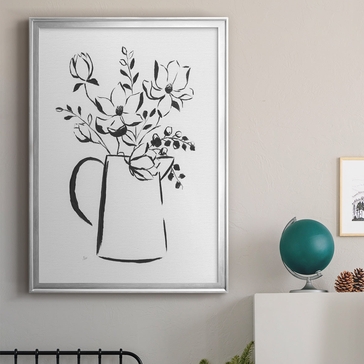 Sketchy Bouquet I - Modern Framed Canvas Print