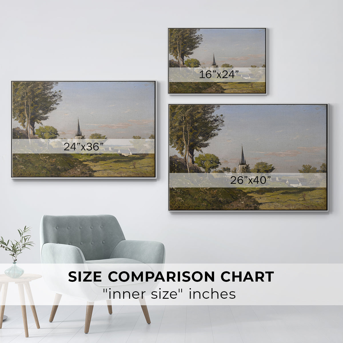 Village Landscape with Church, 1891 - Floater Framed Canvas Print