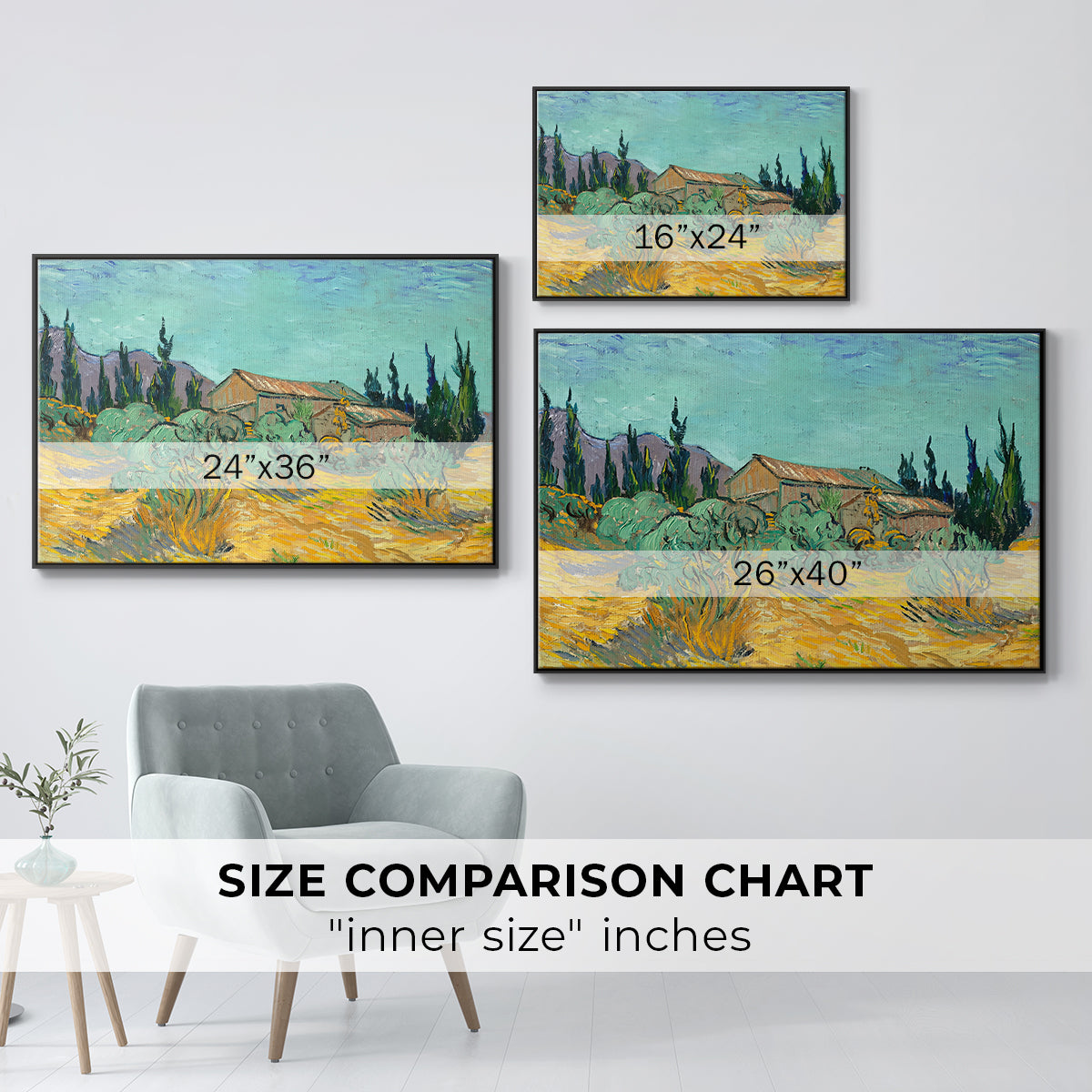 Wooden Sheds Among the Olive Trees and Cypresses, 1889 - Floater Framed Canvas Print