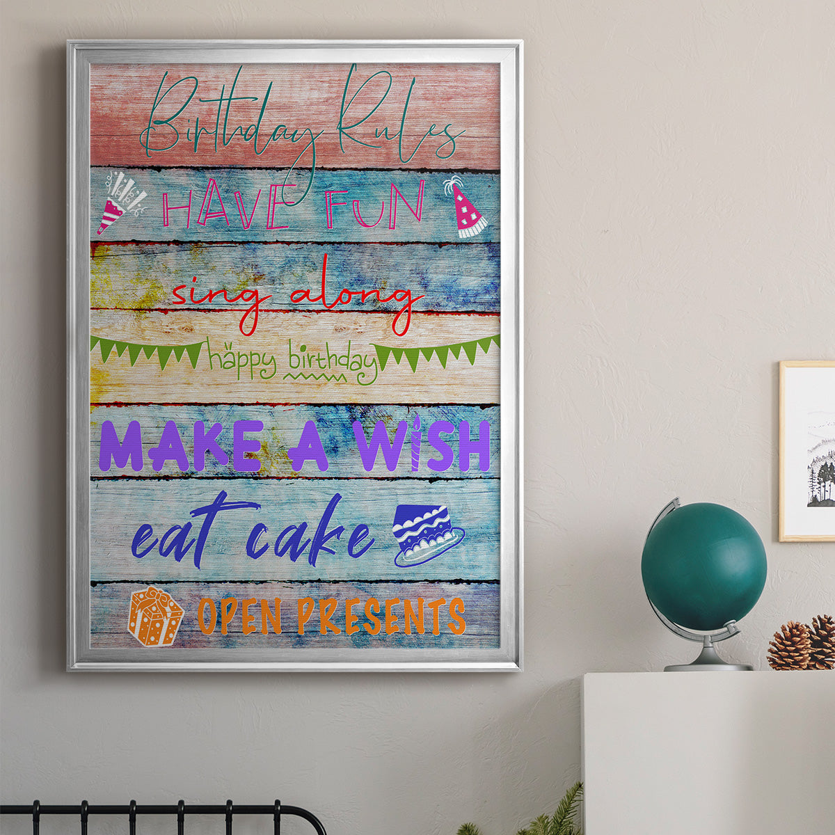 Birthday Rules - Modern Framed Canvas Print