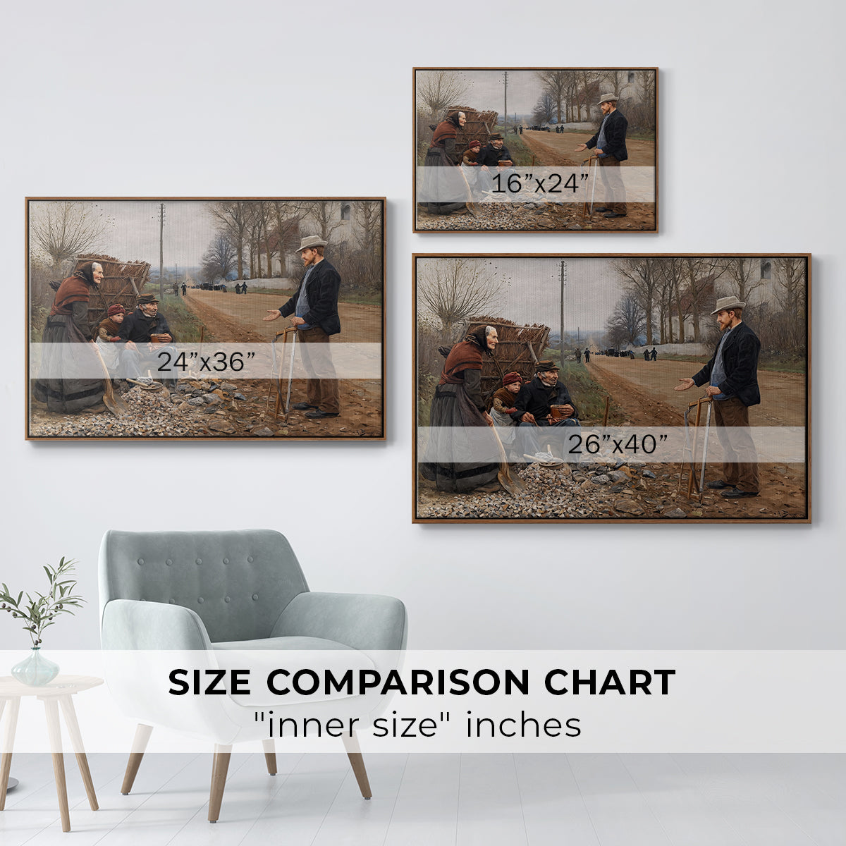 People by a Road, 1893 - Floater Framed Canvas Print
