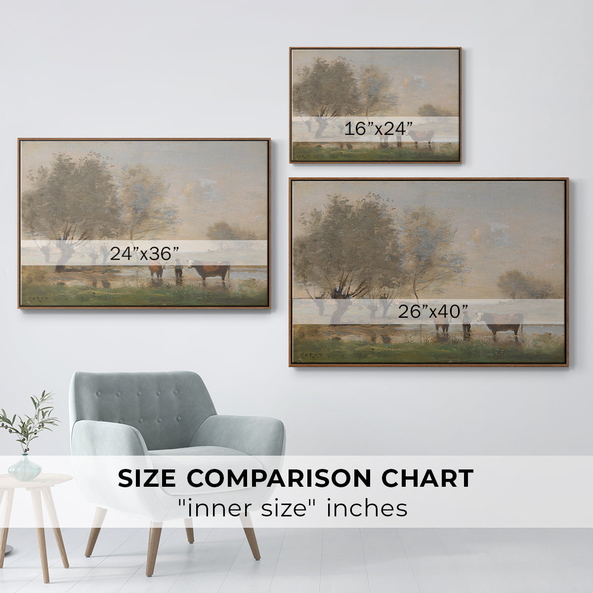 Cows in a Marshy Landscape, c. 1873-1874 - Floater Framed Canvas Print