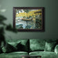 Impressionist riverside leisure scene by Claude Monet in an ornate black frame with gilded inner detail displayed in a dark-toned interior setting.
