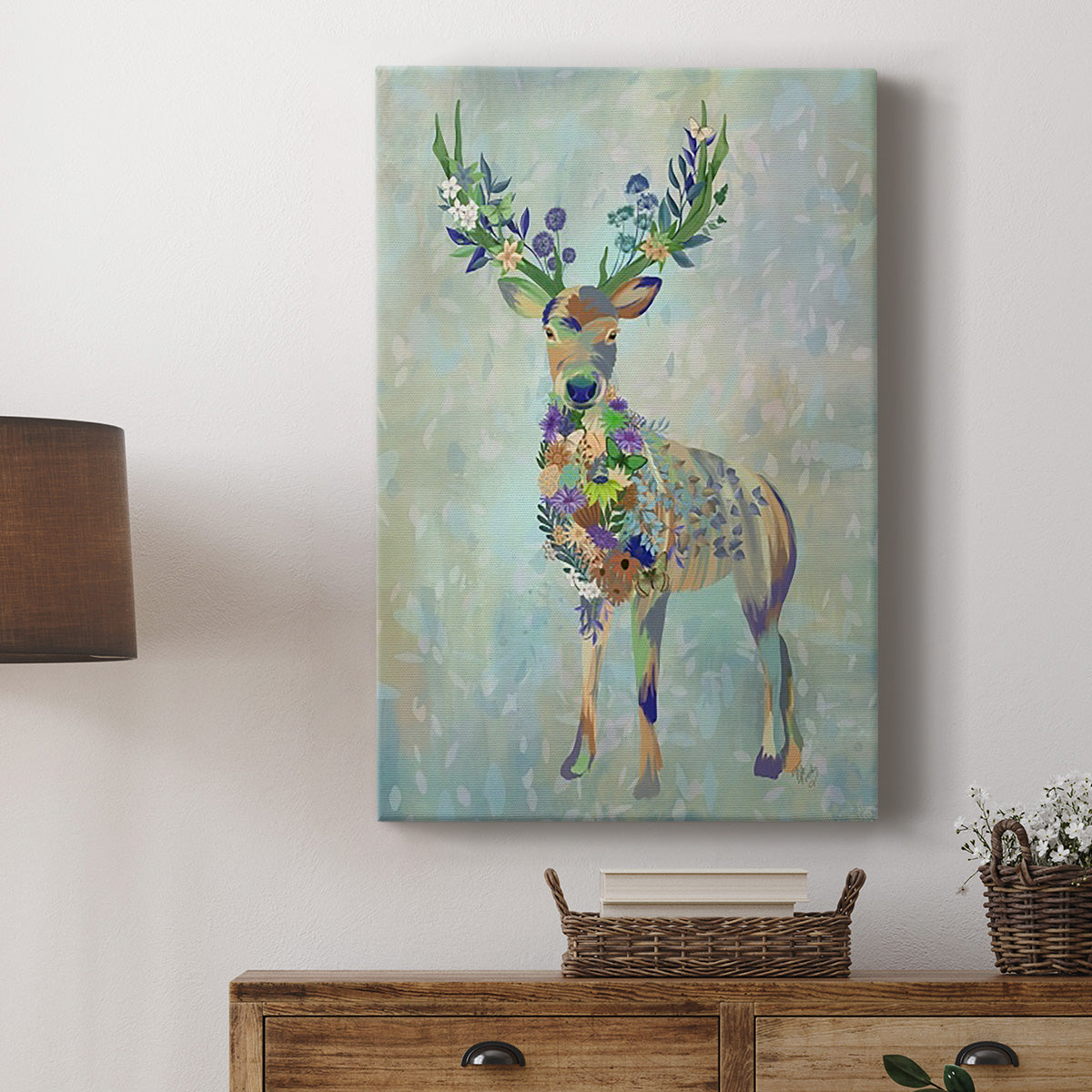 Fantastic Florals Deer, Full - Canvas Art Print