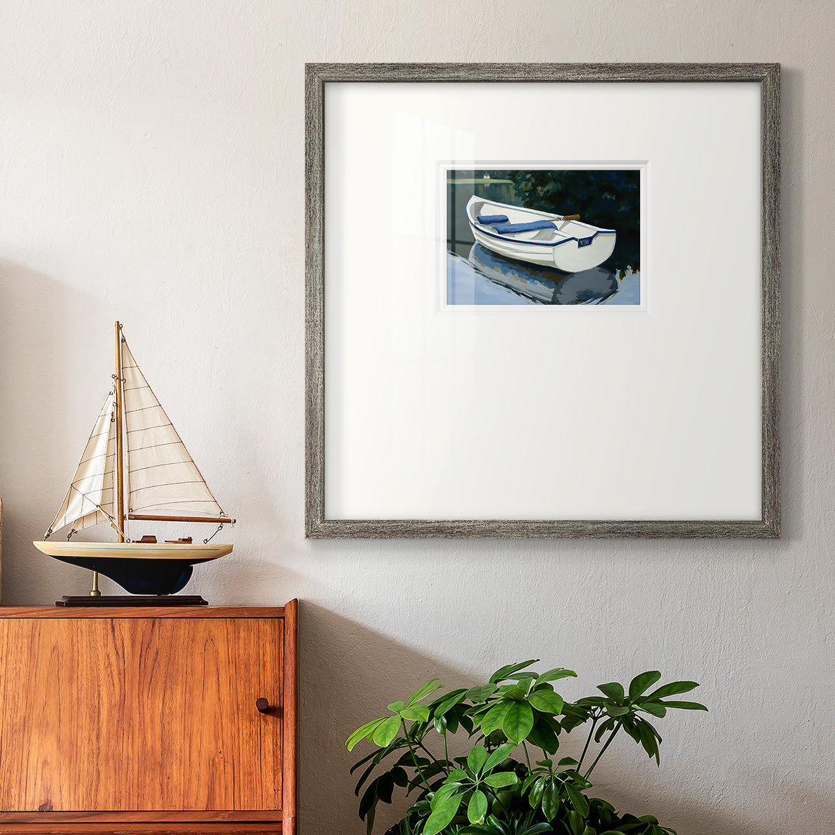 Colorful Rowboat I Premium Framed Print Double Matboard